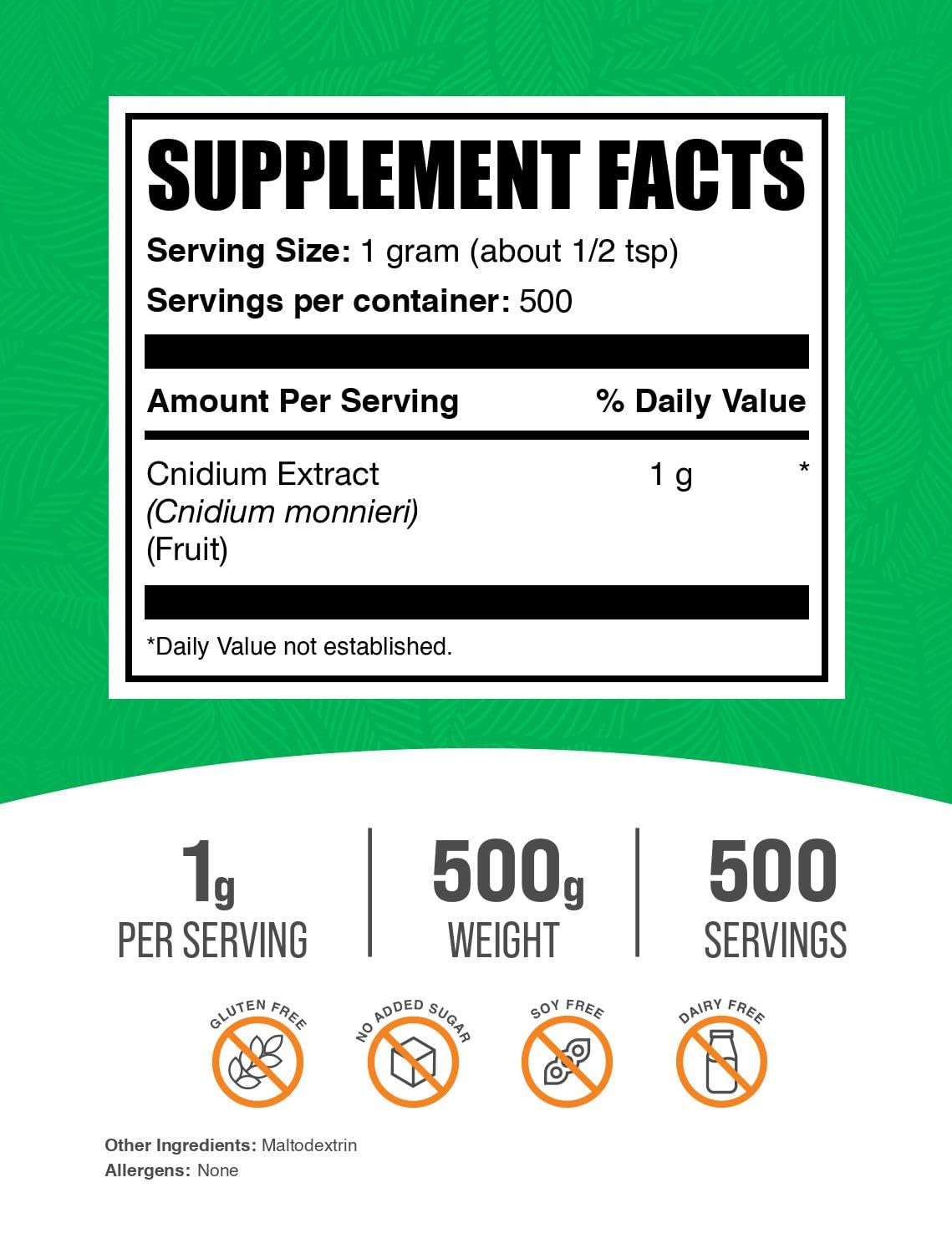 Cnidium Fruit Extract Powder – Gluten Free, 500g | Cnidium Monnieri Extract | BulkSupplements