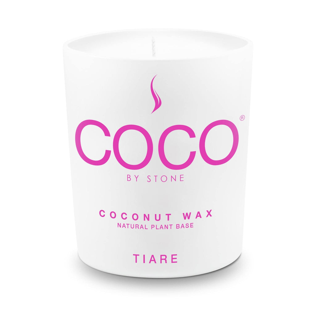 COCO by Stone 11oz Candle – Coconut Apricot Wax, Tiare Scent, Vegan & Clean Burning