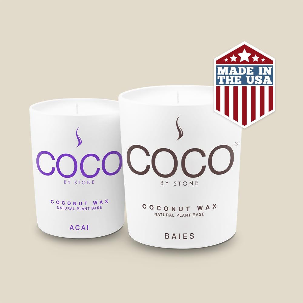 COCO by Stone 11oz Candle – Coconut Apricot Wax, Tiare Scent, Vegan & Clean Burning