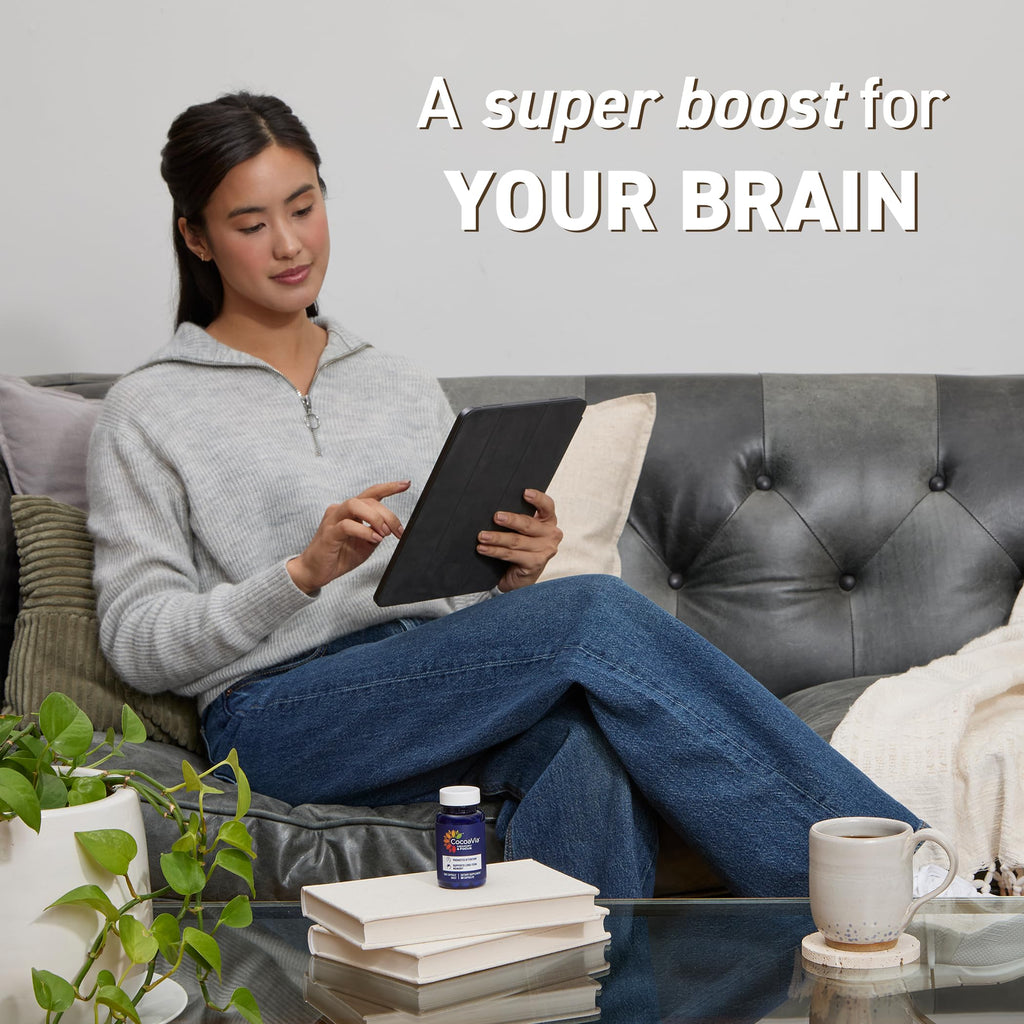 CocoaVia Memory & Focus Brain Supplement – 30 Day, Cocoa Flavanol, Lutein, Caffeine