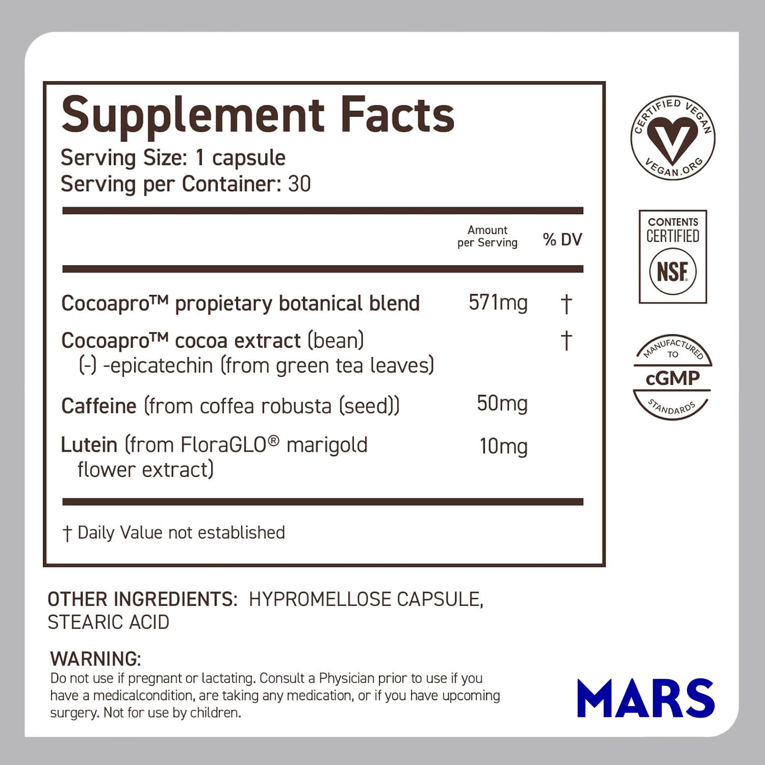 CocoaVia Memory & Focus Brain Supplement – 90 Day Cocoa Flavanol Blend with Lutein & Caffeine