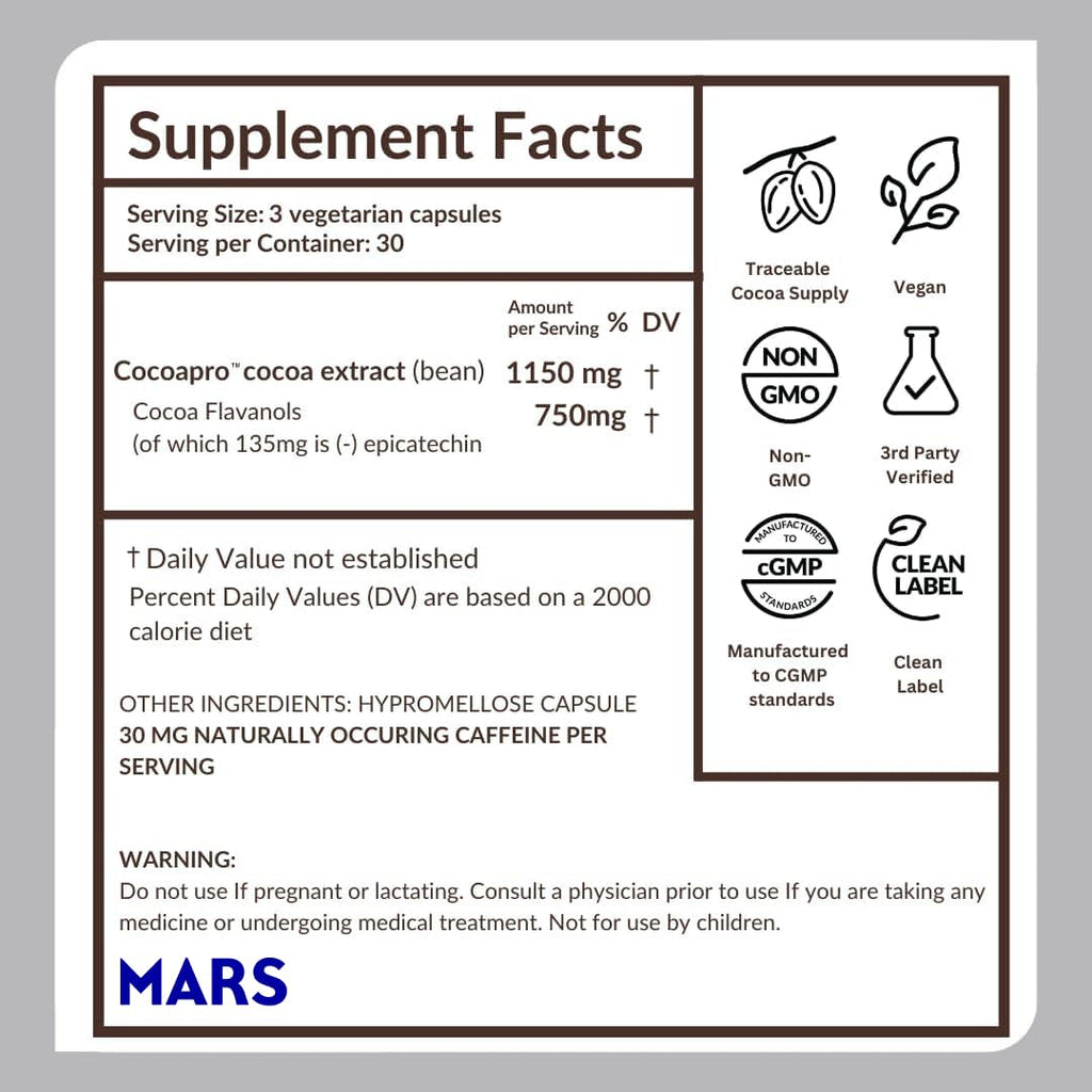 Memory+ Brain Supplement by CocoaVia | Clinically Proven 750 mg Cocoa Flavanols, Sugar Free, Vegan, 60-Day Supply