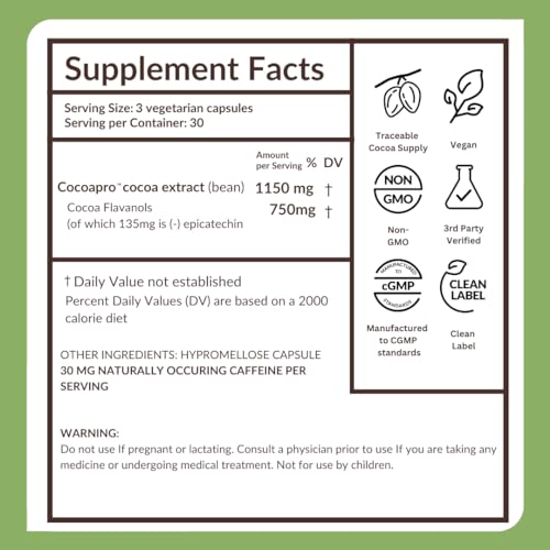 CocoaVia Memory+ Brain Supplement – 750 mg Cocoa Flavanols, Plant-Based & Sugar Free