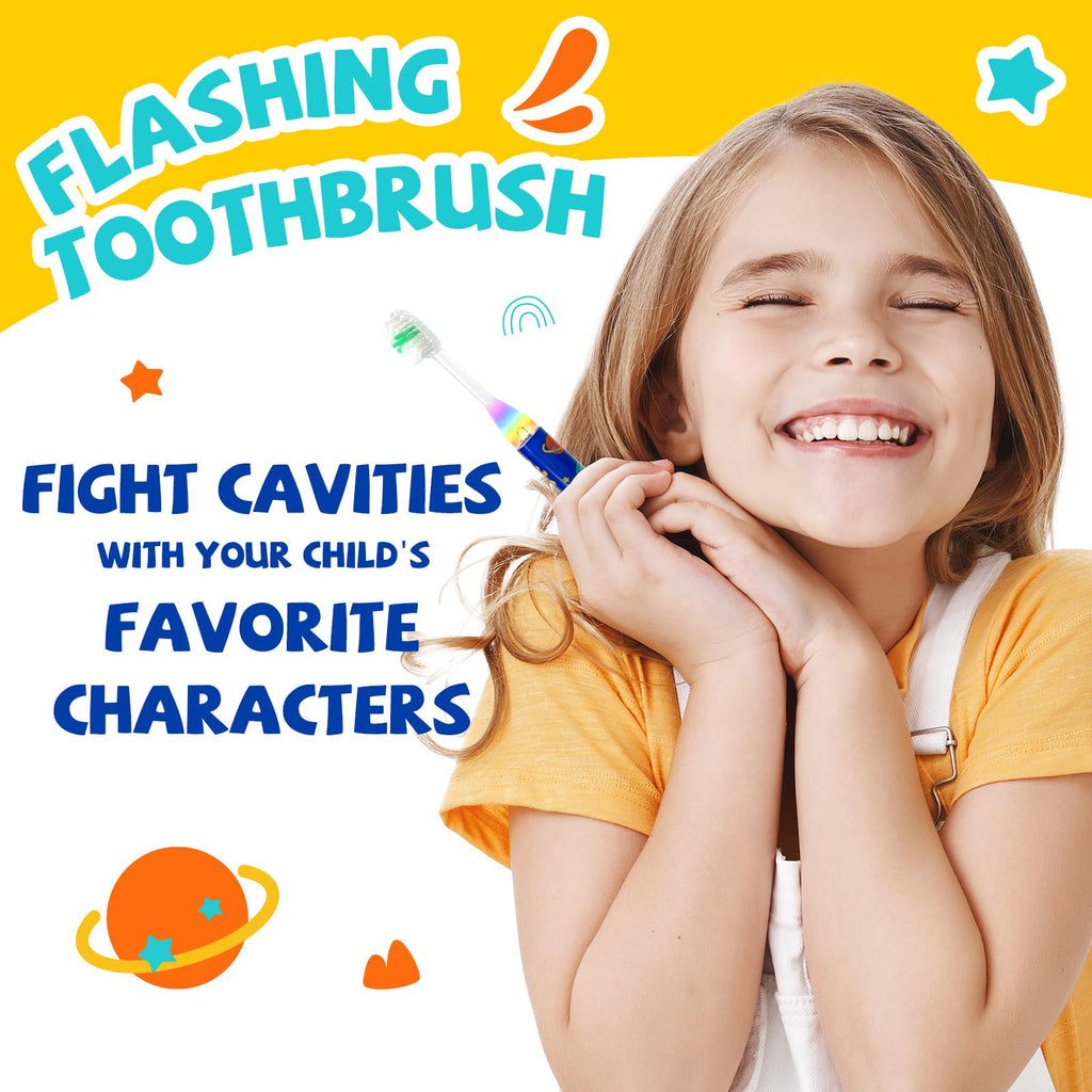 COCOBURI Flashing Toothbrush for Kids – Soft Bristle Toddler Toothbrush with Timer (Pack of 2)