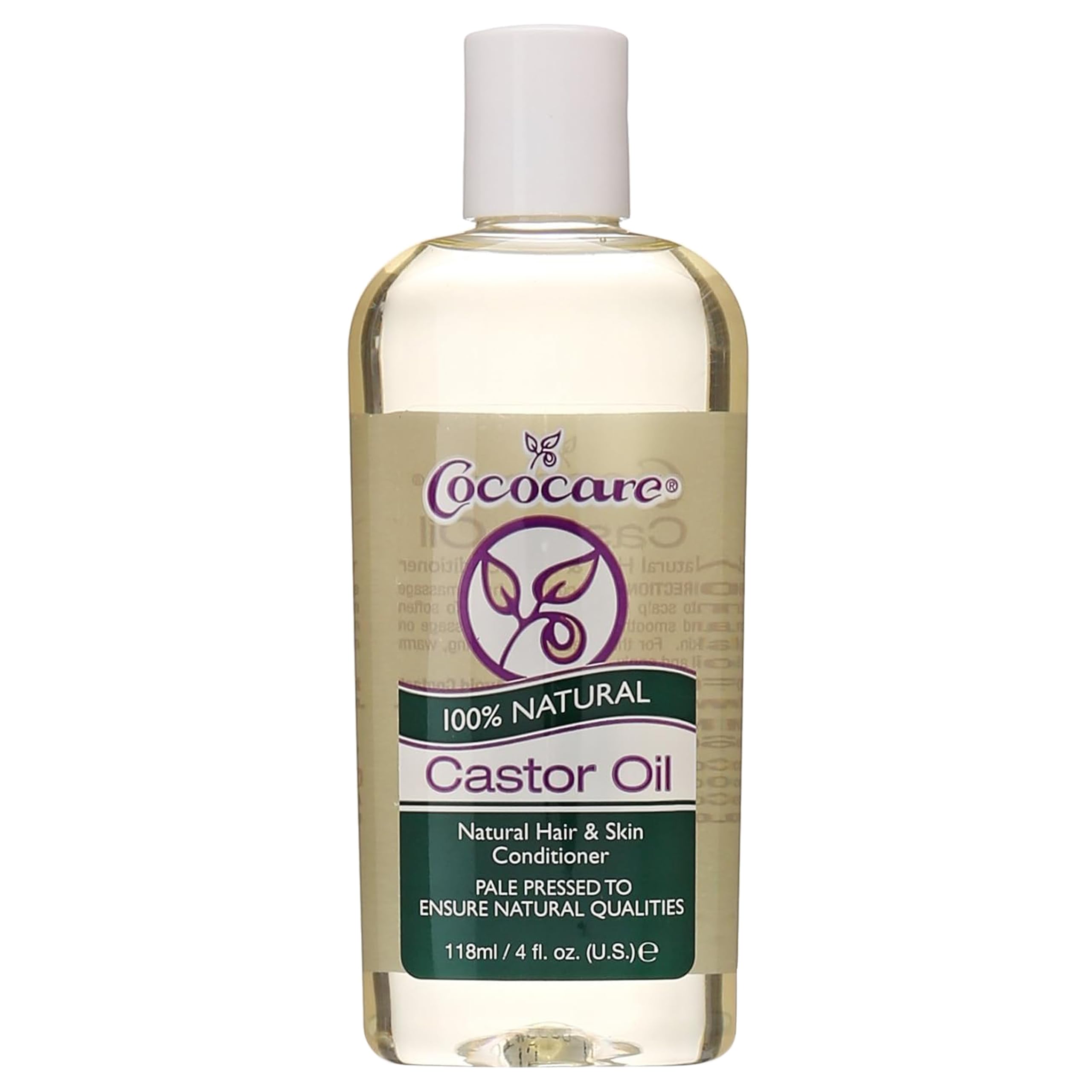 Cococare Castor Oil - Organic Cold-Pressed 4 oz for Hair, Lashes & Skin