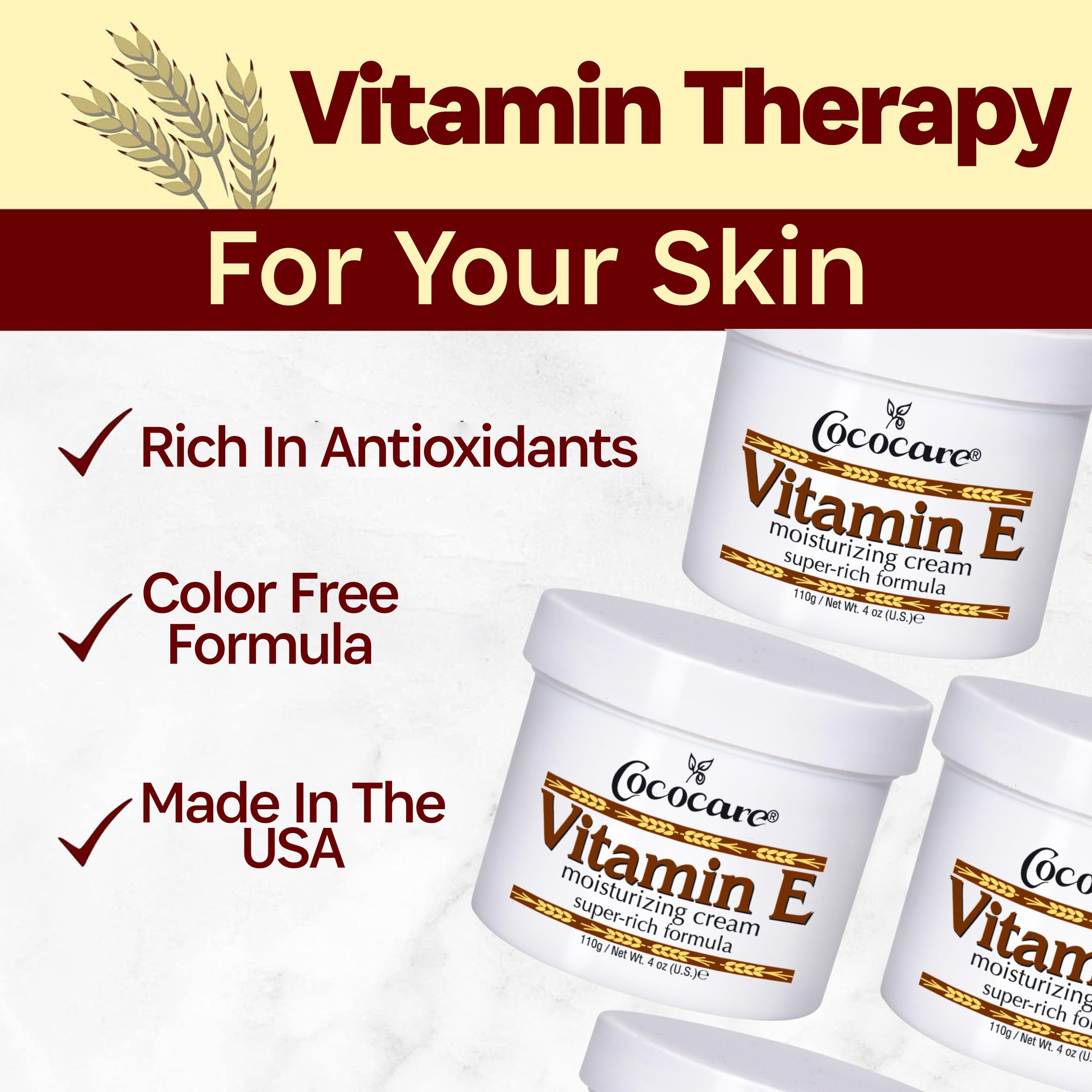 Cococare Vitamin E Super Rich Formula Moisturizing Cream 4 oz - Hydrating Skin Moisturizer