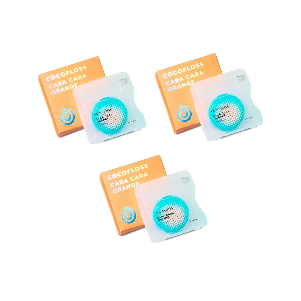Cocofloss Woven Dental Floss – Dentist-Designed, Coconut Oil, Orange Scent, Waxed, Kid-Friendly, 3 Spools (33 yd each)