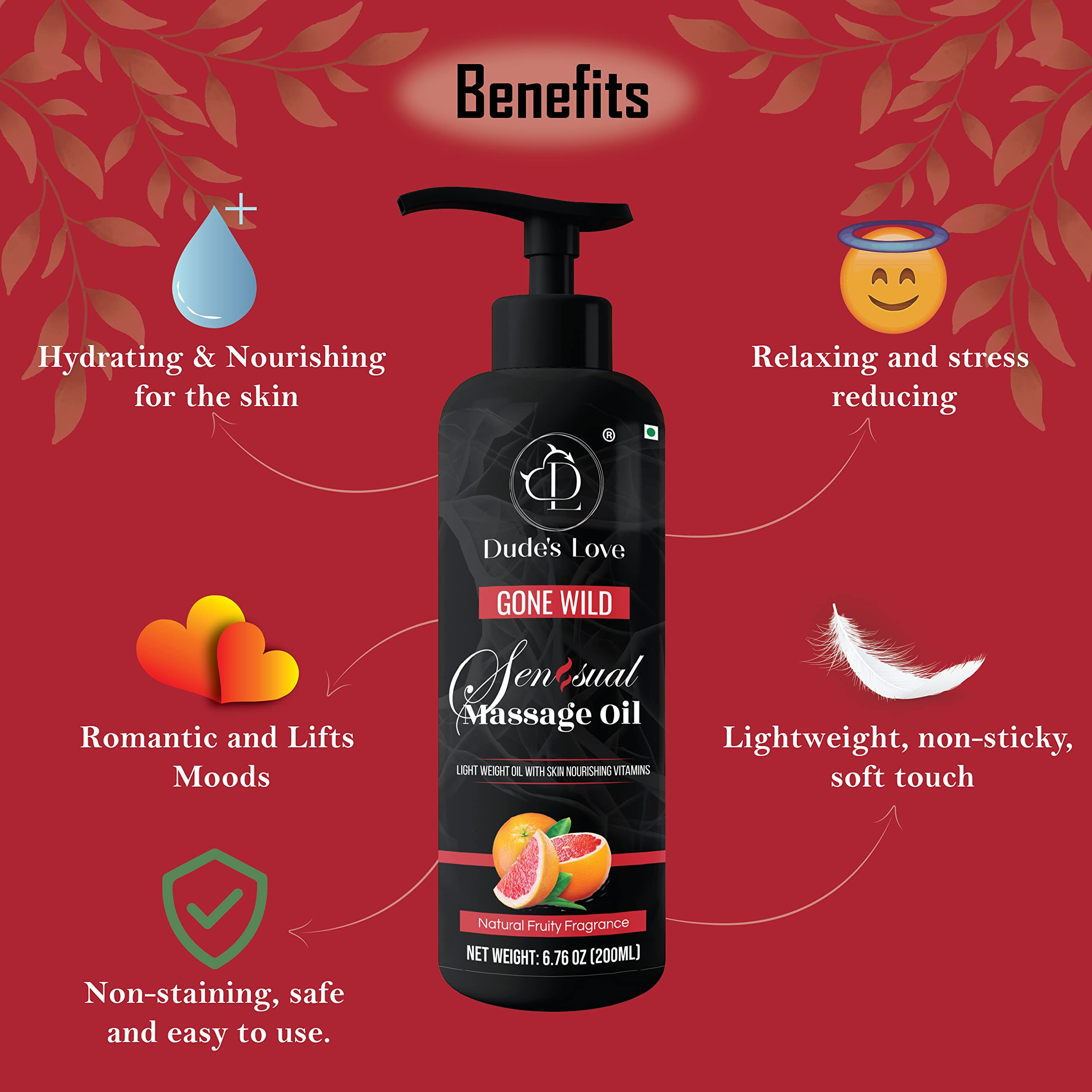 Organic Edible Citrusy Massage Oil for Couples – No-Stain & Non-Sticky