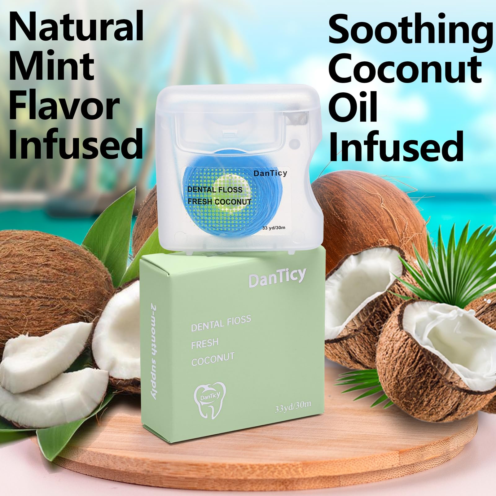 Coconut-Oil Infused Woven Dental Floss – PFAS Free, Coconut Flavor (33 Yds x 2 Unit)