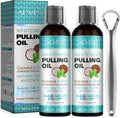 Coconut Oil Pulling for Fresh Breath and Oral Hygiene - Ayurvedic Expert Formulated | Supports Healthy Gums | Natural - Includes Tongue Scraper and Measuring Cup - 8 oz - 2 Packs