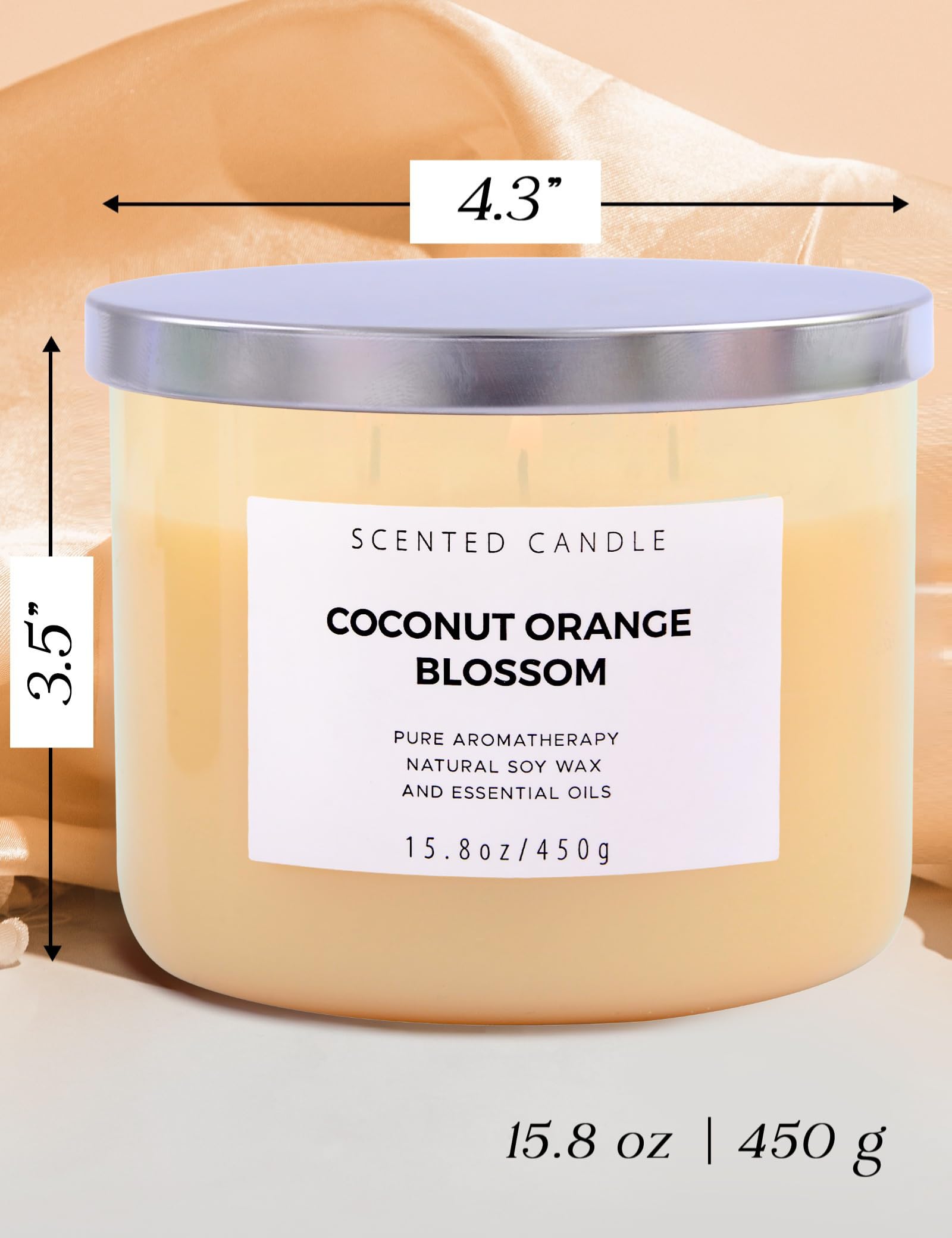 Coconut Orange Blossom 3-Wick Soy Candle – 15.8 oz | Long-Lasting Scent