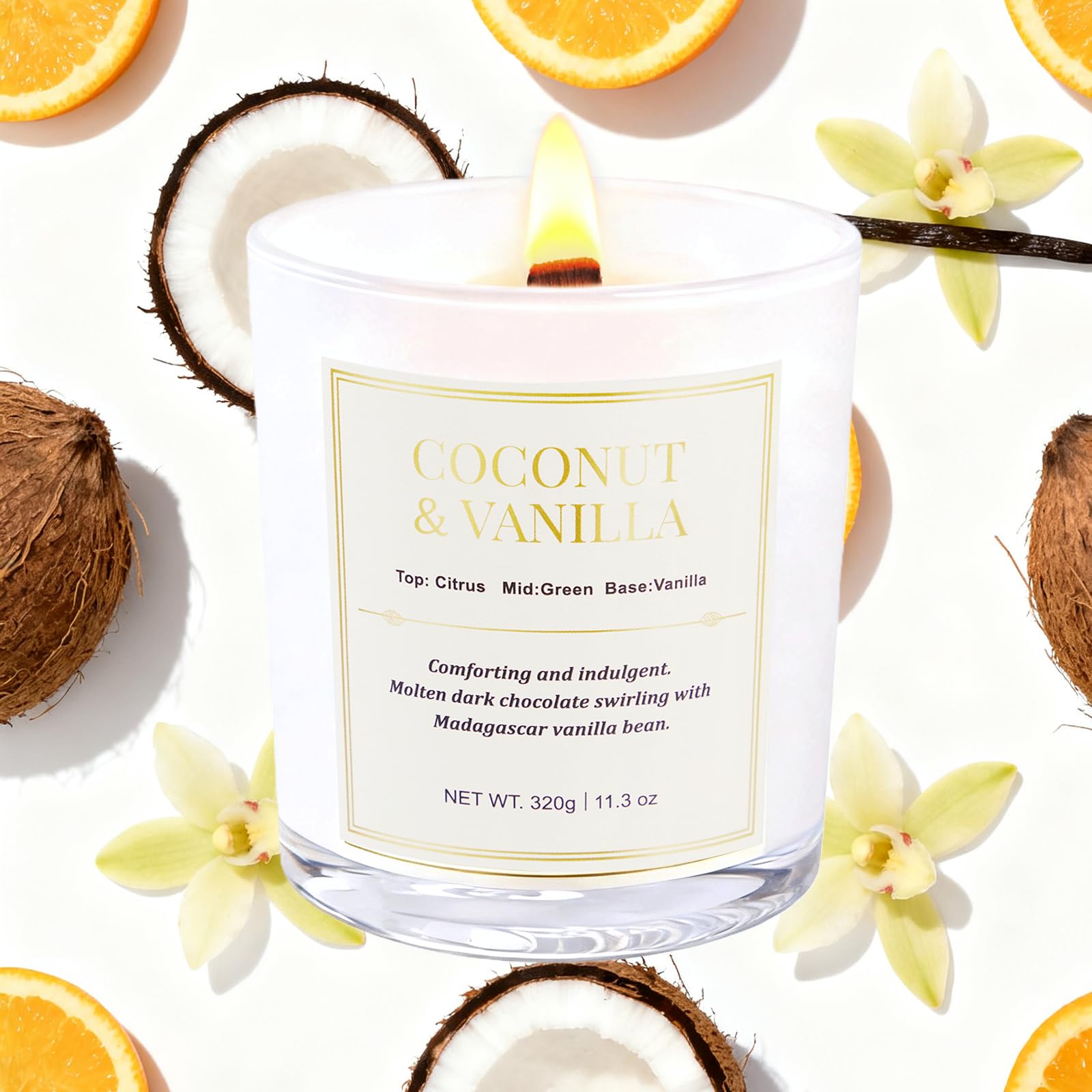2 Pack Wood Wick Coconut & Vanilla Candle Gift Set | Soy Wax Candles