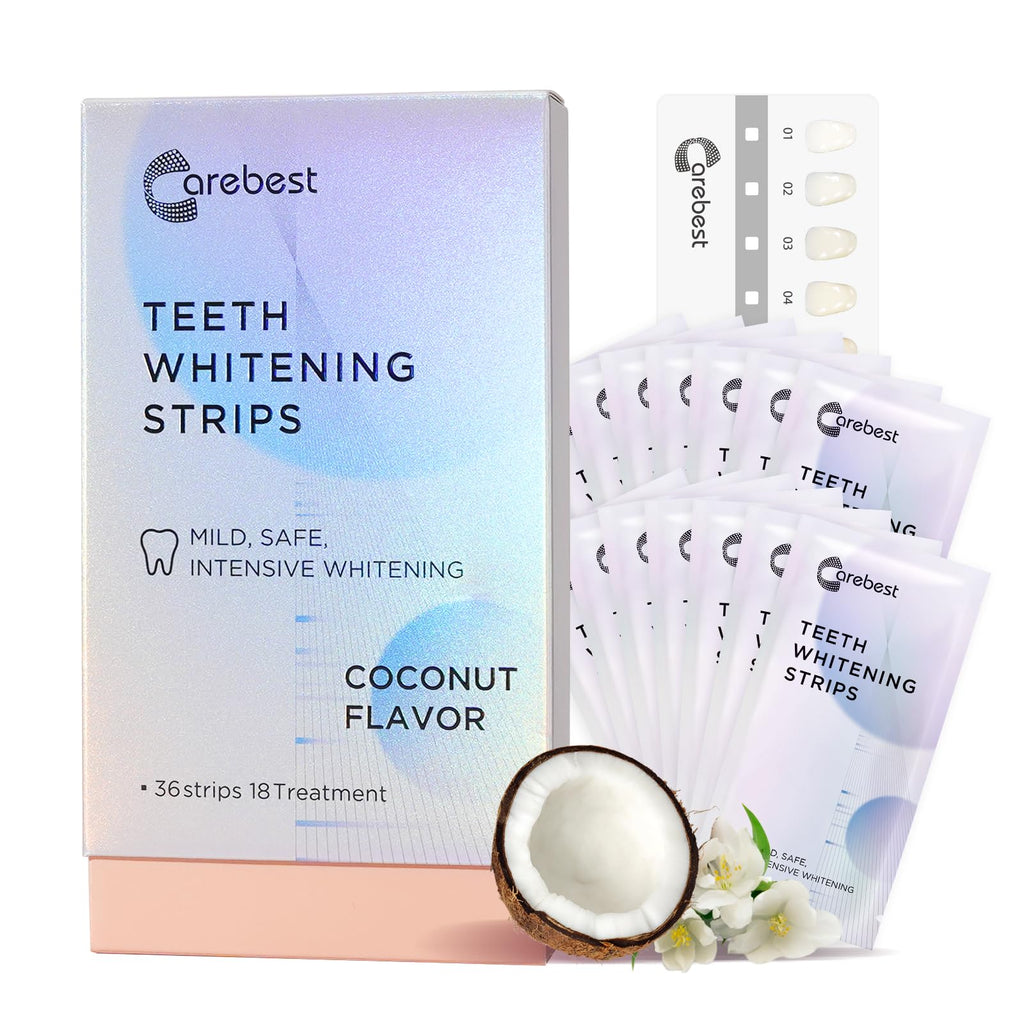 Coconut Whitening Strips – Enamel Safe, Non-Slip (18 Treatments)