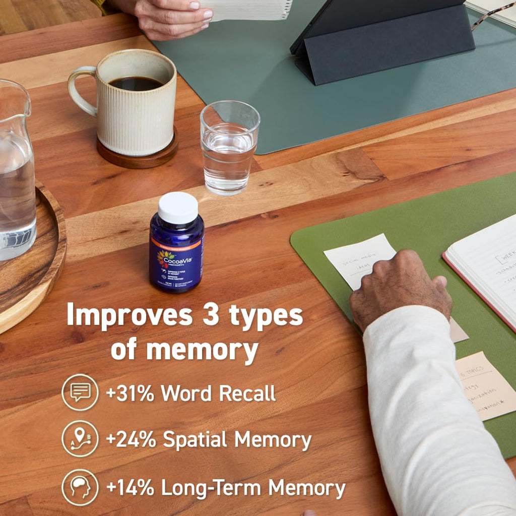 CocoaVia Memory+ Brain Supplement - 90 Day, 750 mg Cocoa Flavanols, Vegan & Gluten Free, 3-Pack