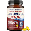 Cod Liver Oil Softgels 1000mg | Omega-3 EPA/DHA + Vitamins A & D3 | Icelandic Wild-Caught, Molecularly Distilled | 60 Count