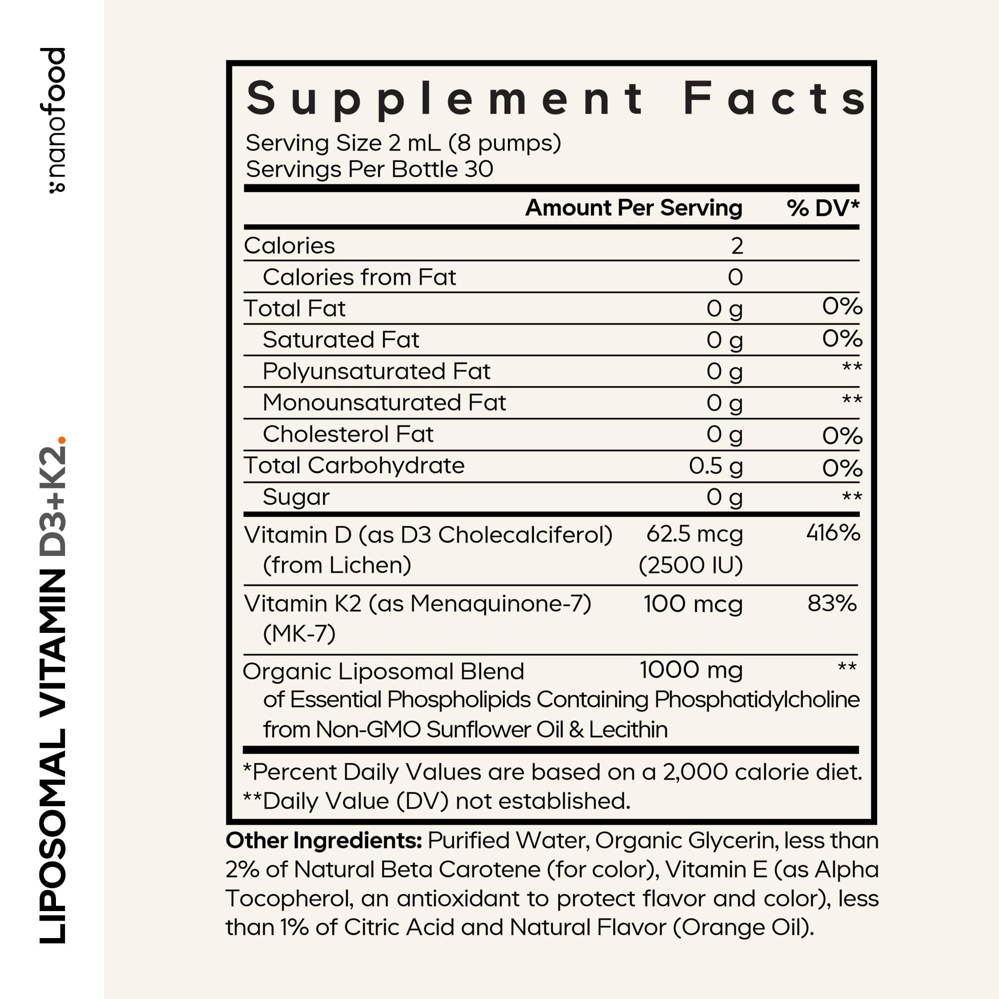 Codeage Liposomal Vitamin D3 K2 Liquid – Vegan, Non-GMO, 2 fl oz