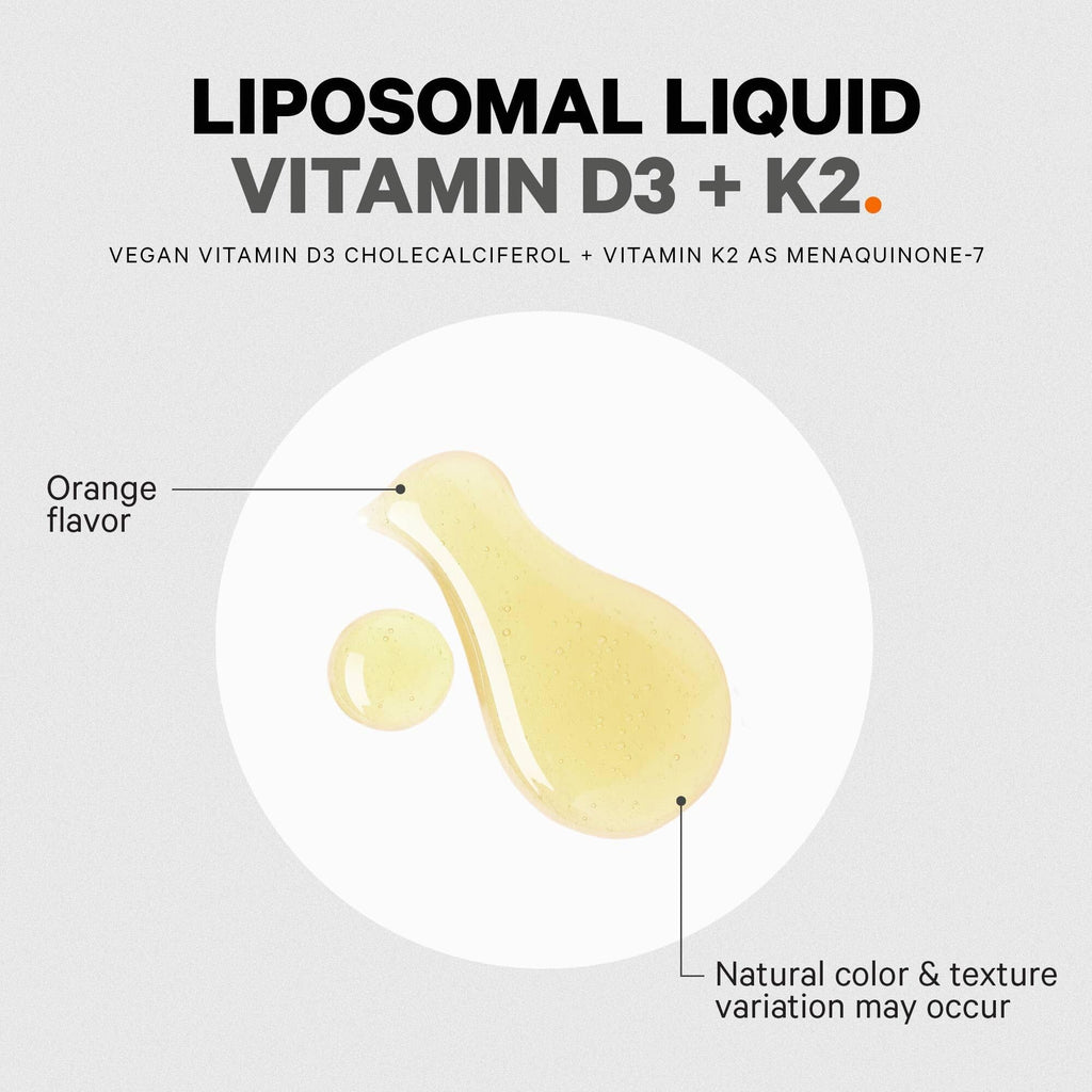 Codeage Liposomal Vitamin D3 K2 Liquid – Vegan, Non-GMO, 2 fl oz