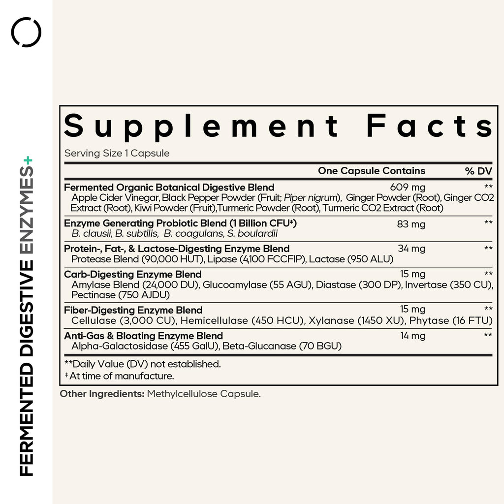Codeage Fermented Digestive Enzymes - 3-Month Supply (90 Capsules) with Probiotics & Botanicals