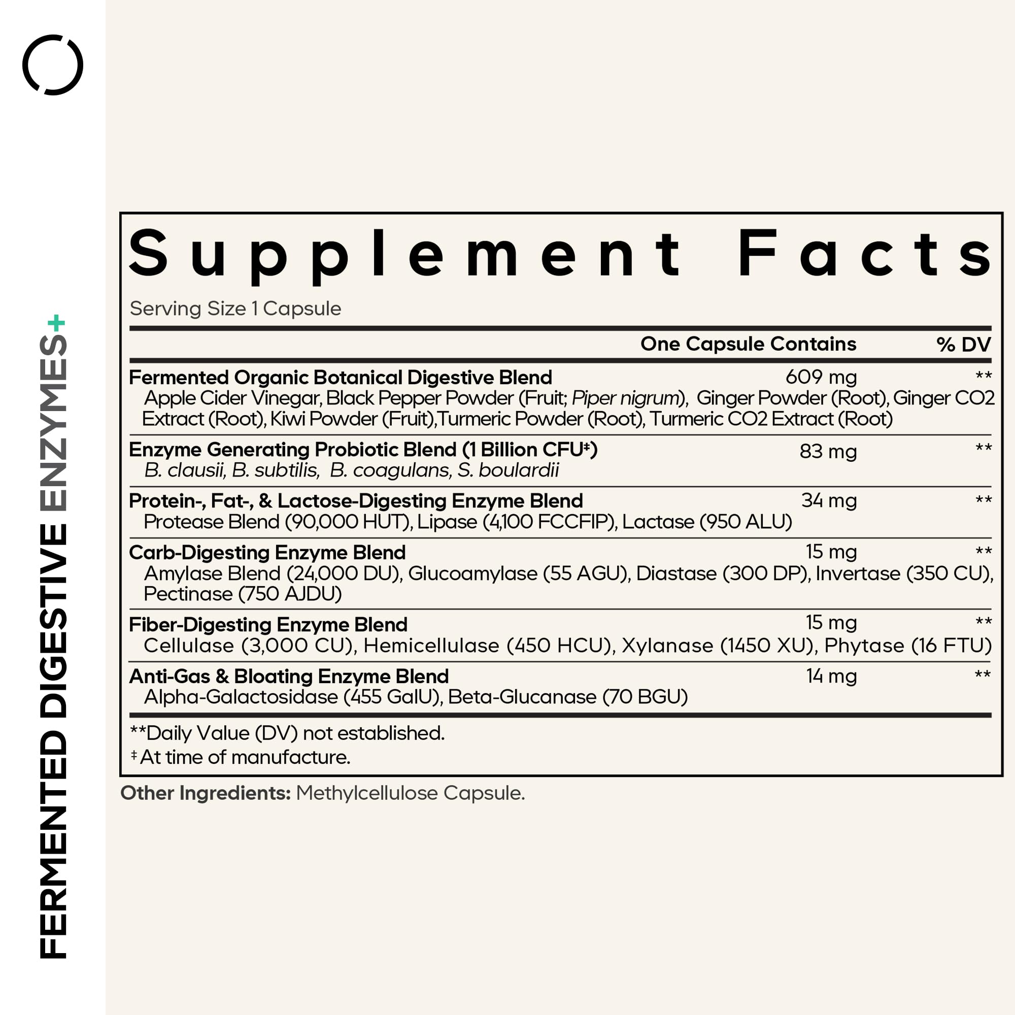 Codeage Fermented Digestive Enzymes - 3-Month Supply (90 Capsules) with Probiotics & Botanicals