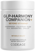 Codeage GLP-Harmony Companion+ GLP-1 Support - Lion's Mane, Colostrum, Shilajit - 60 Capsules - Non-GMO