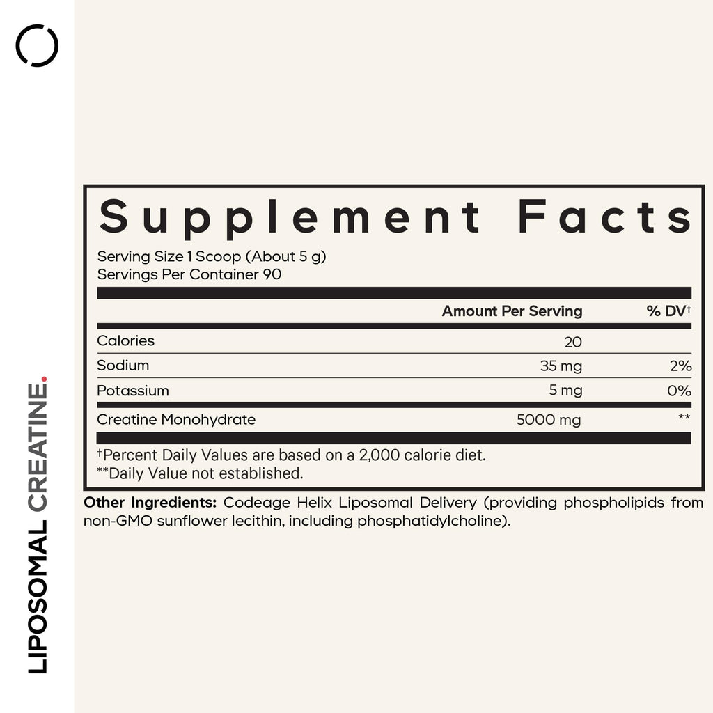 Codeage Liposomal Creatine Powder – 90 Servings, 5,000 mg Monohydrate