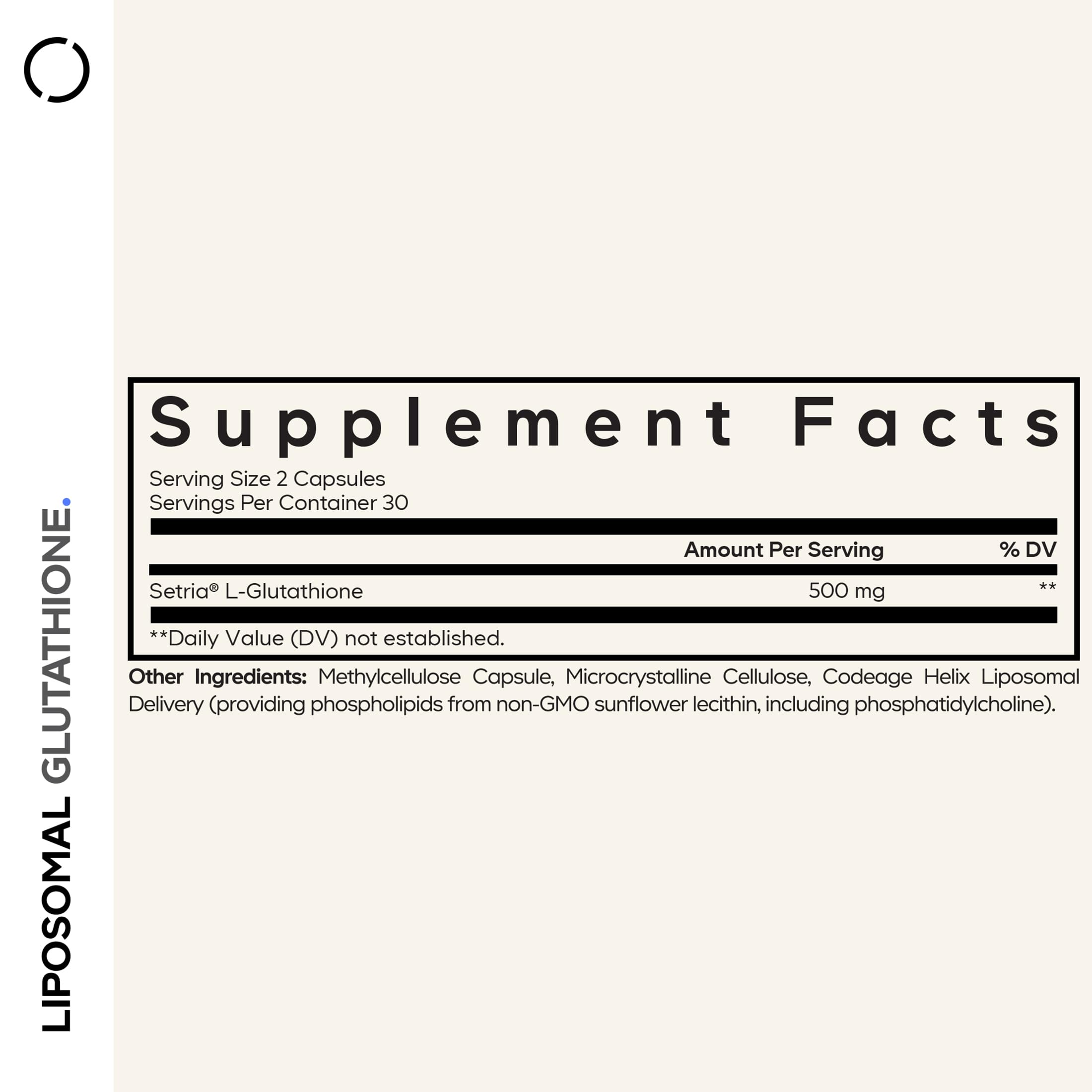 Codeage Liposomal Glutathione Supplement – 500 mg Setria L-Glutathione, Liposomal Delivery, Vegan, Non-GMO