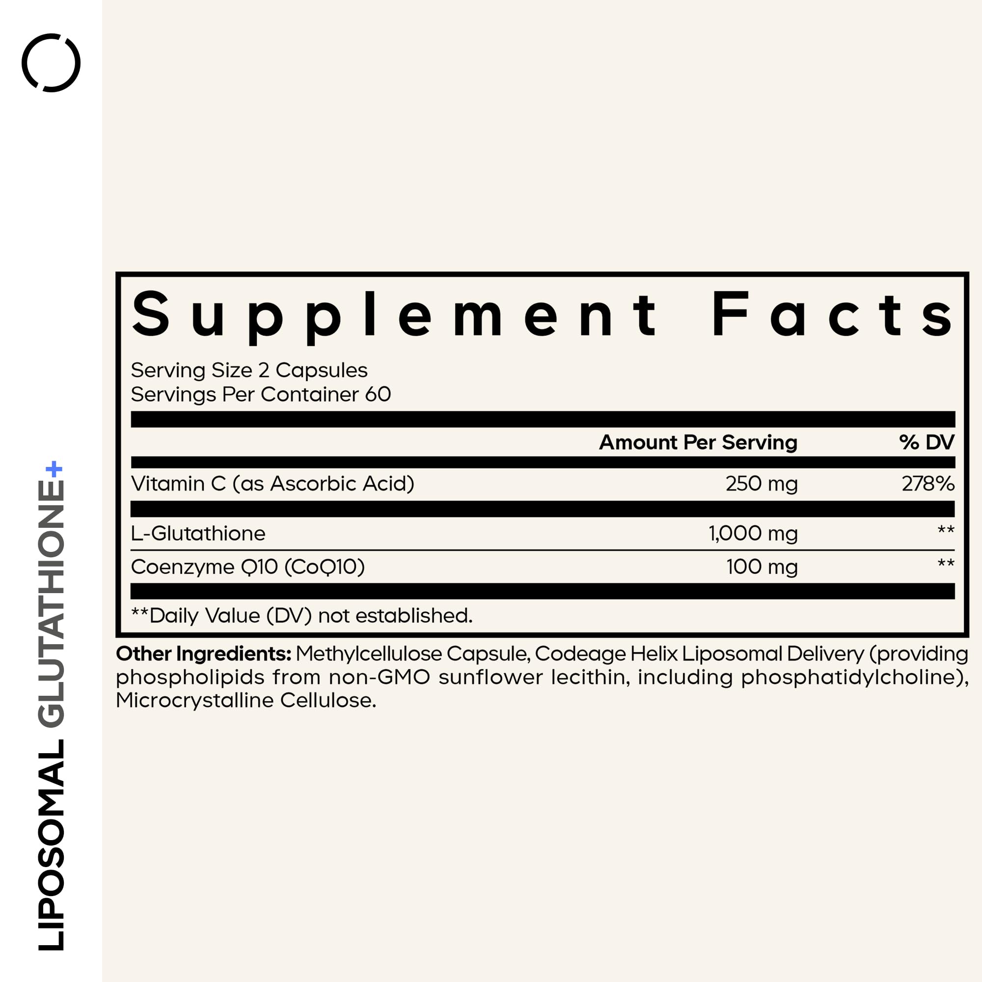 Codeage Liposomal Glutathione+ Supplement - 1000 mg Reduced L-Glutathione, Vitamin C, CoQ10 - Liposomal Delivery - Non-GMO - 120 Capsules