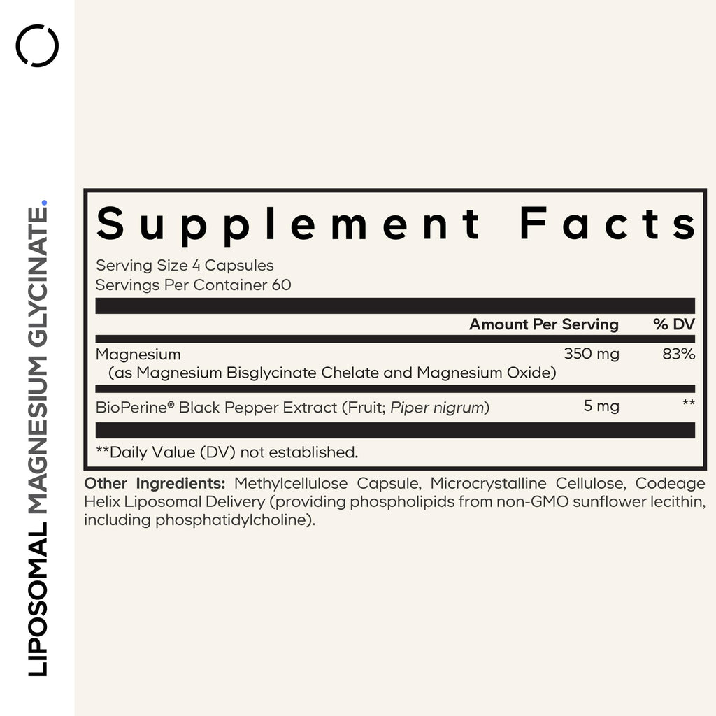 Codeage Liposomal Magnesium Glycinate Supplement – 2-Month Supply, 240 Count, BioPerine, Non-GMO Vegan