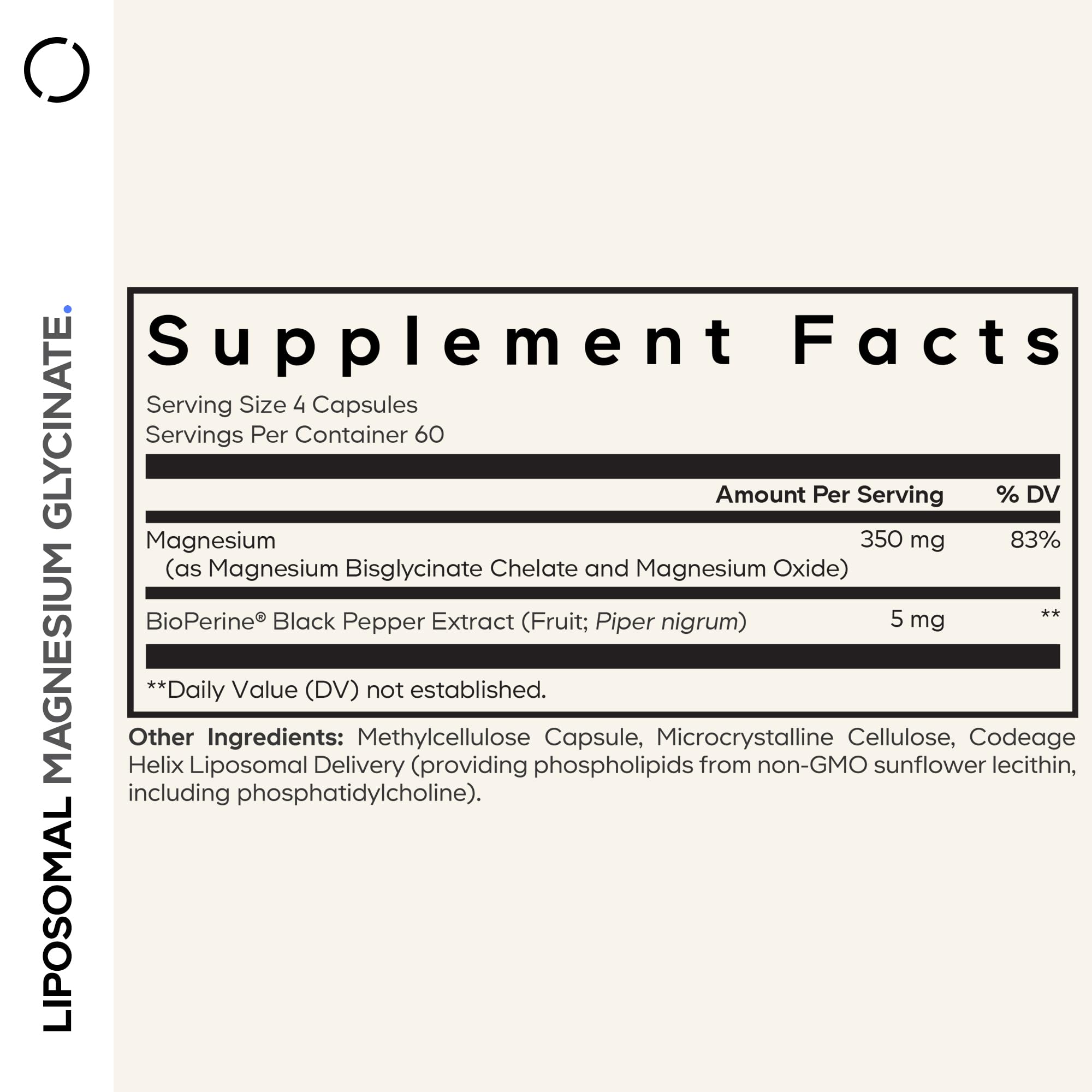 Codeage Liposomal Magnesium Glycinate Supplement – 2-Month Supply, 240 Count, BioPerine, Non-GMO Vegan