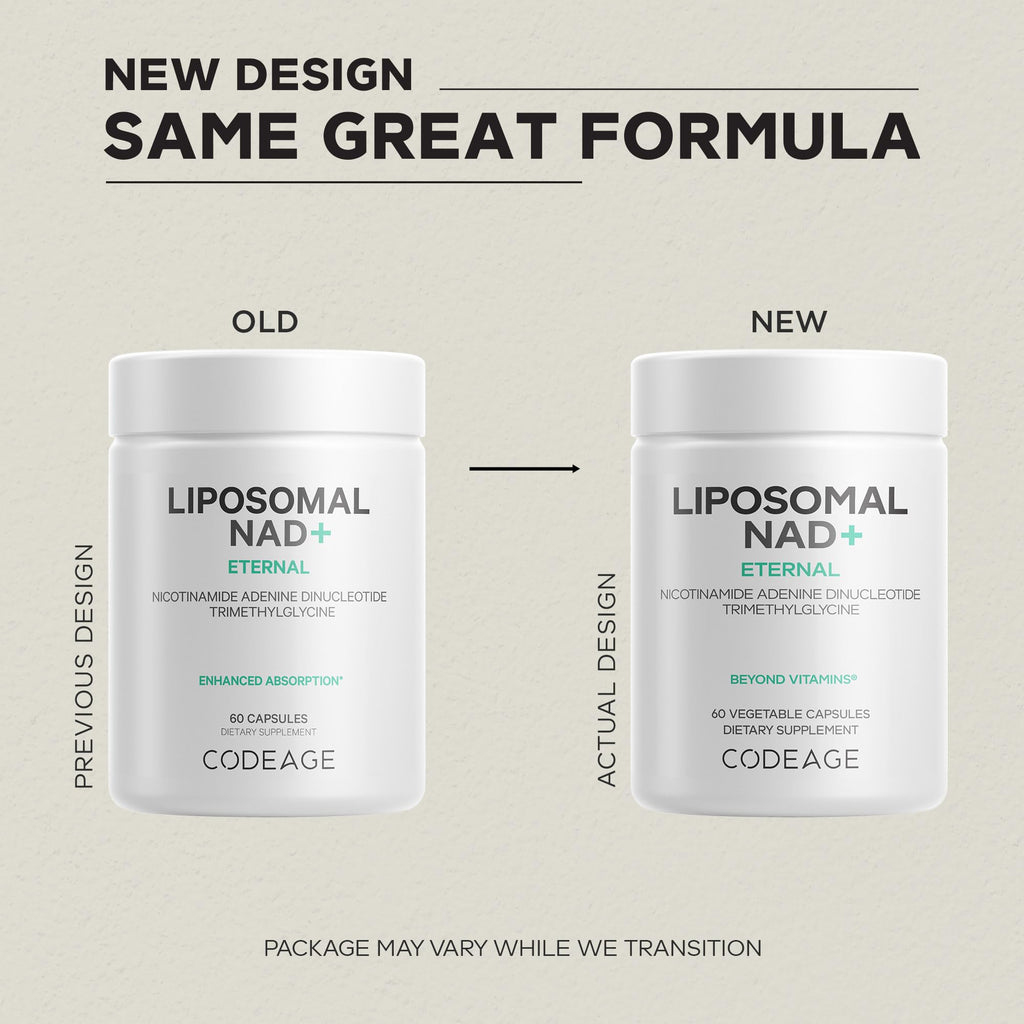 Codeage Liposomal NAD+ Supplement - 500 mg per Serving | Vegan, Non-GMO | 60 Capsules