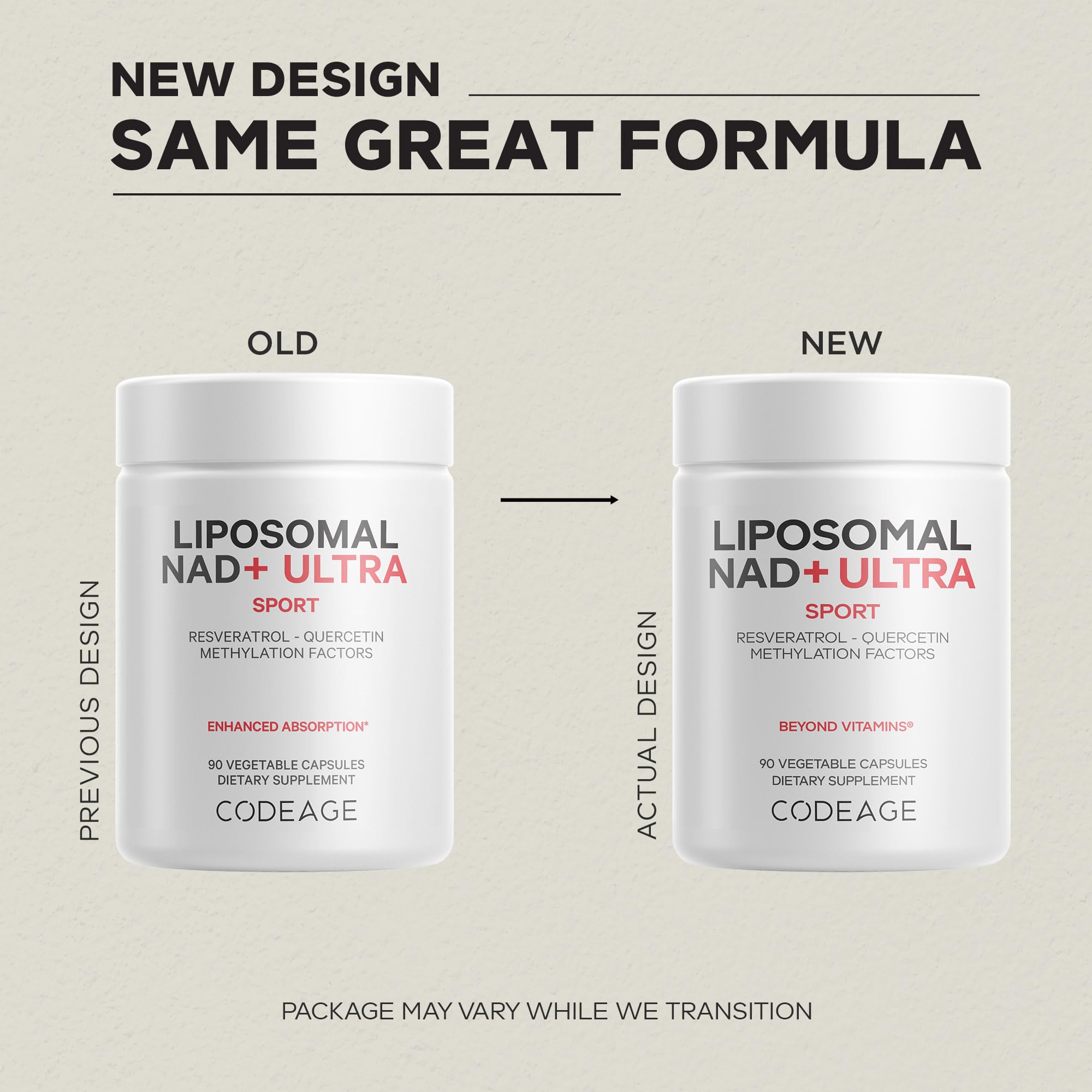 Codeage Liposomal NAD+ Ultra with Resveratrol & Vitamin B – 90 Capsules