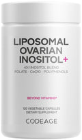 Codeage Liposomal Ovarian Inositol+ Supplement – Myo-Inositol 40:1, 5-MTHF Folate, CoQ10 Phytosome, Pomegranate & Wild Blueberry – 120 Capsules