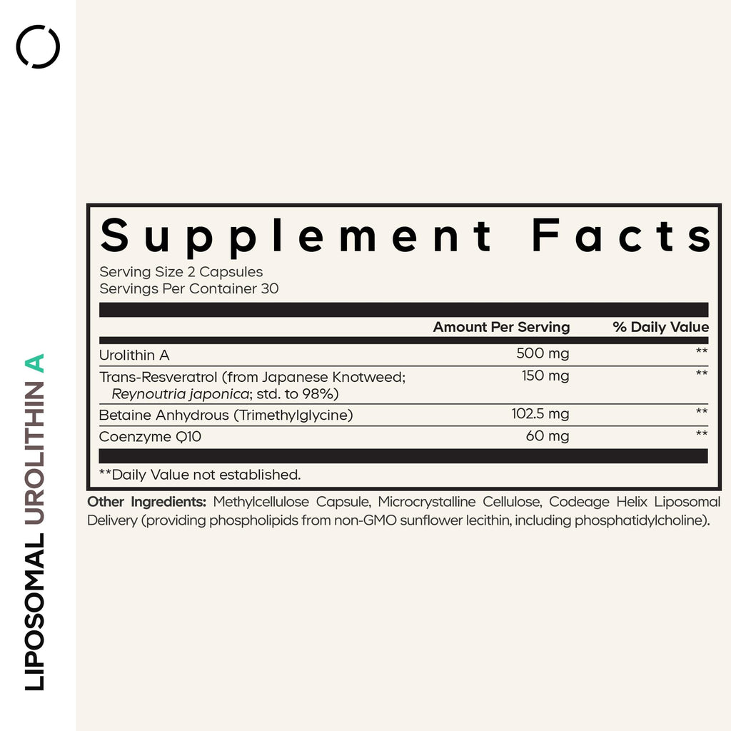 Codeage Liposomal Urolithin A 500mg + Resveratrol | Vegan, Keto, Non-GMO