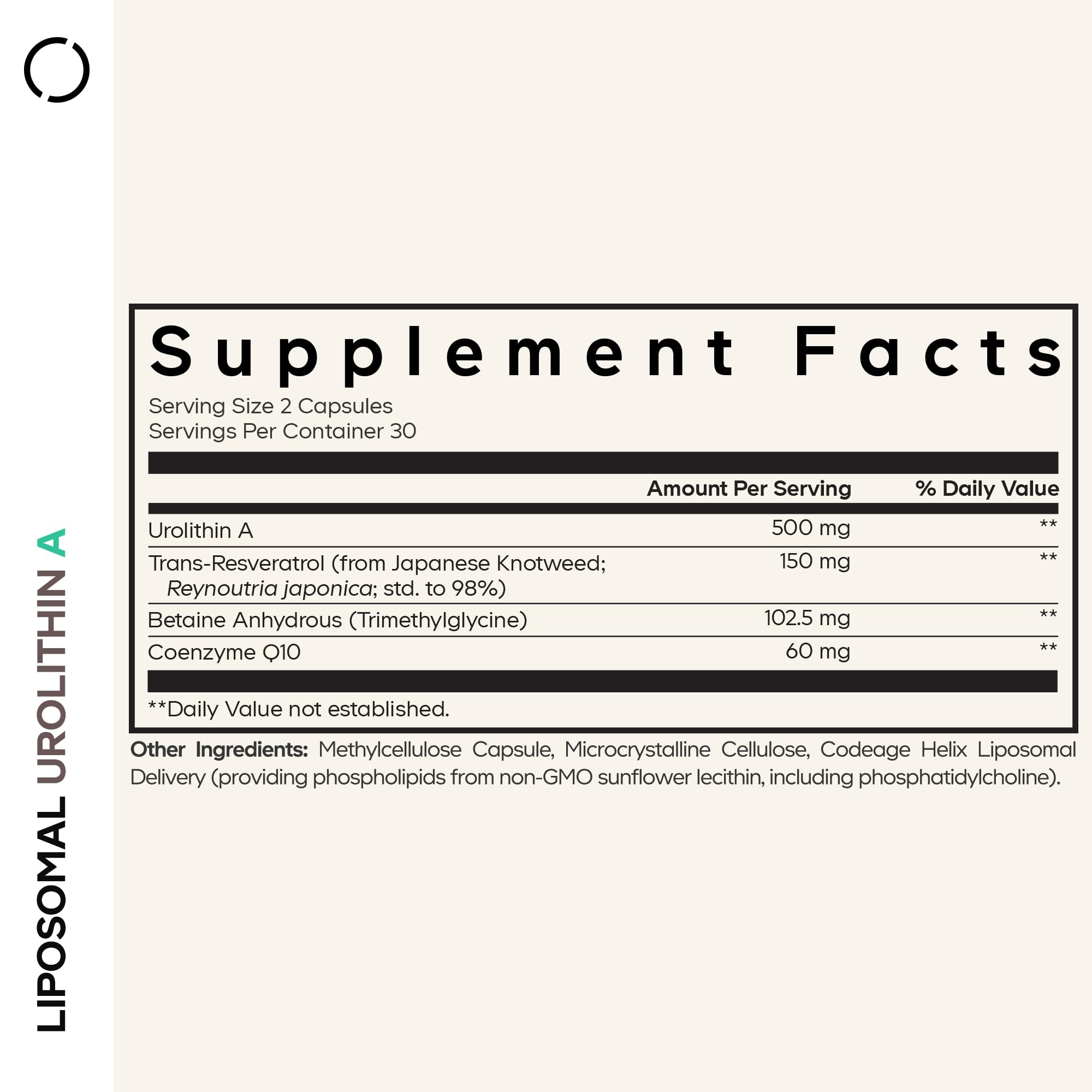 Codeage Liposomal Urolithin A 500mg + Resveratrol | Vegan, Keto, Non-GMO