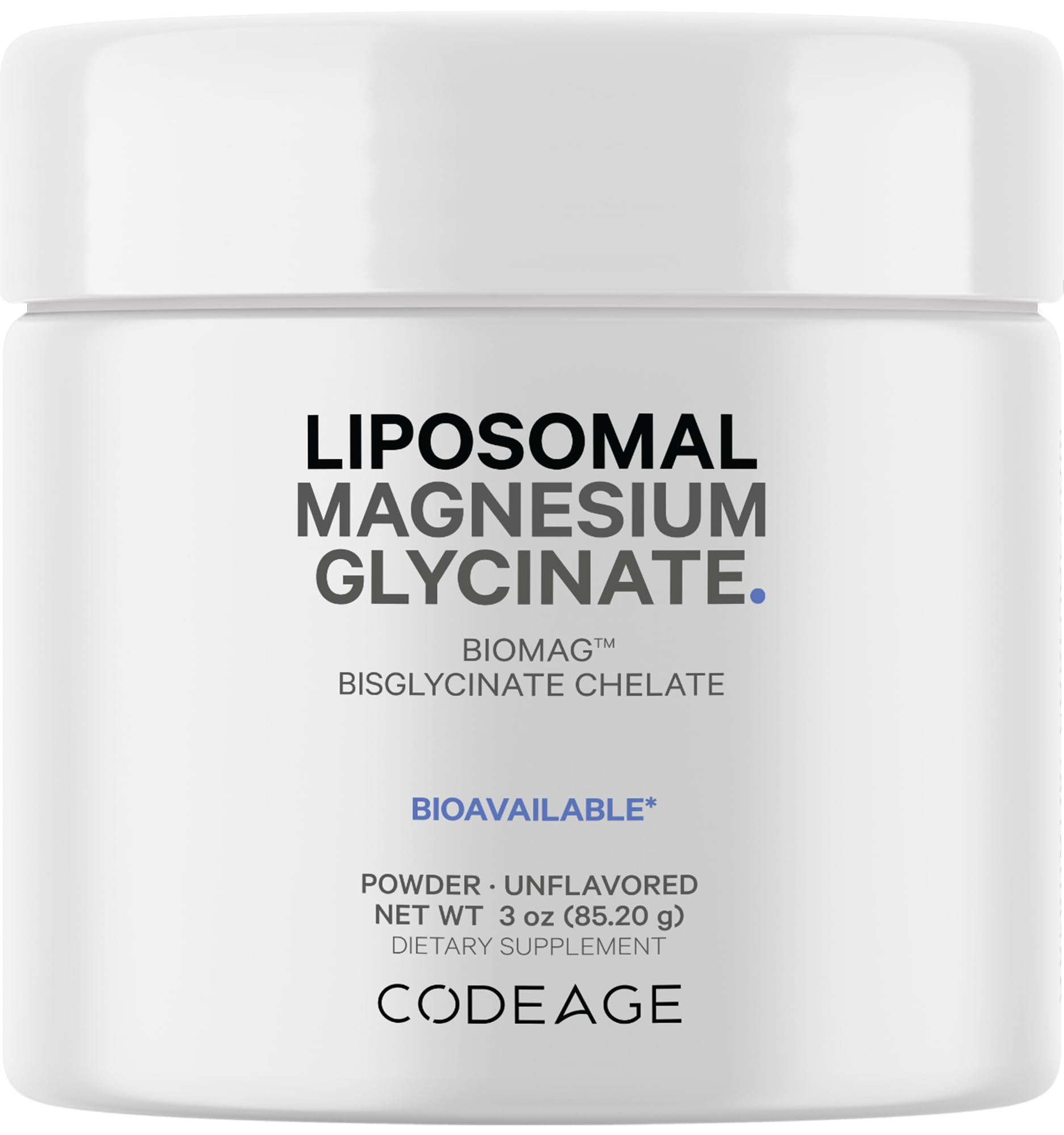 Codeage Liposomal Magnesium Glycinate Powder – 2-Month Supply (Unflavored)