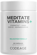 Codeage Meditate Vitamins+ Supplement – CognatiQ, DHH-B, GABA, Ashwagandha | BDNF Support | Vegan, Non-GMO, Gluten-Free – 60 Capsules