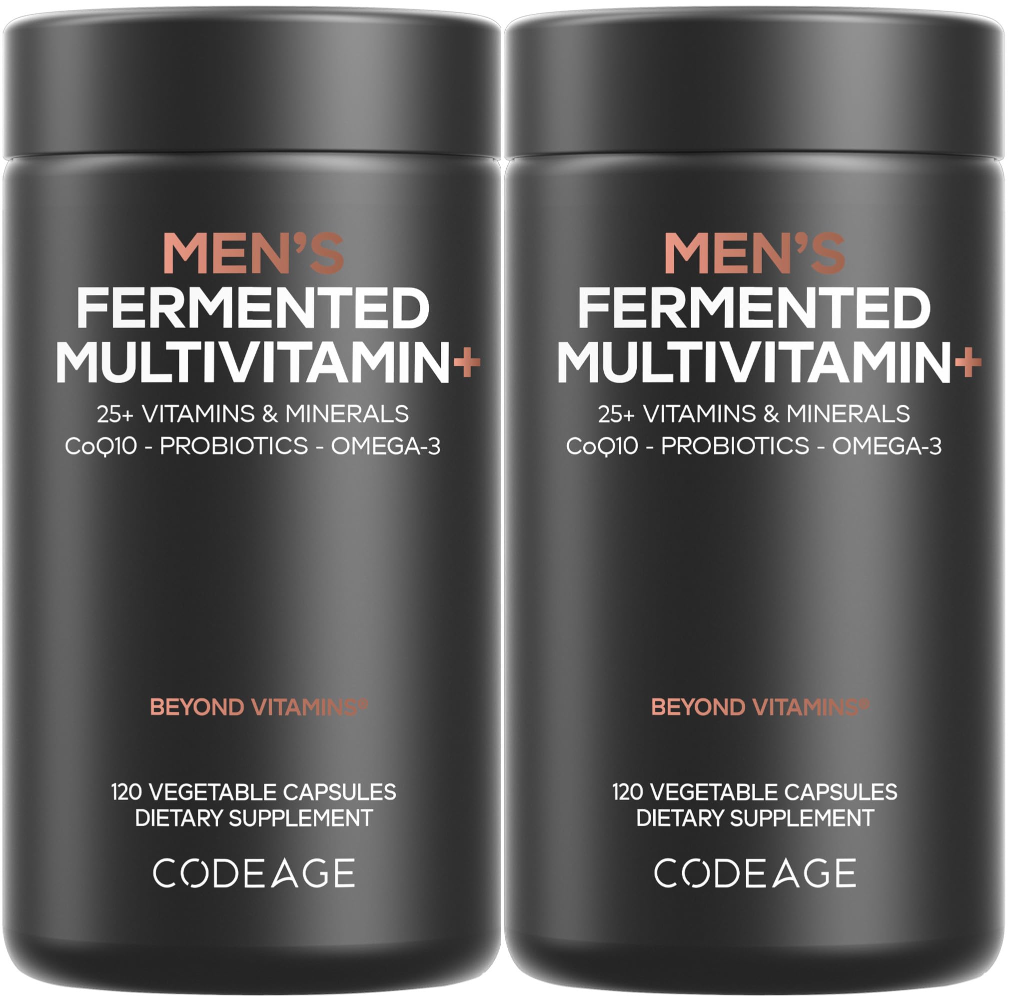 Codeage Men’s Daily Multivitamin – 25+ Vitamins & Minerals, Organic Whole Foods, Probiotics, Omega-3, Zinc | 2 Pack