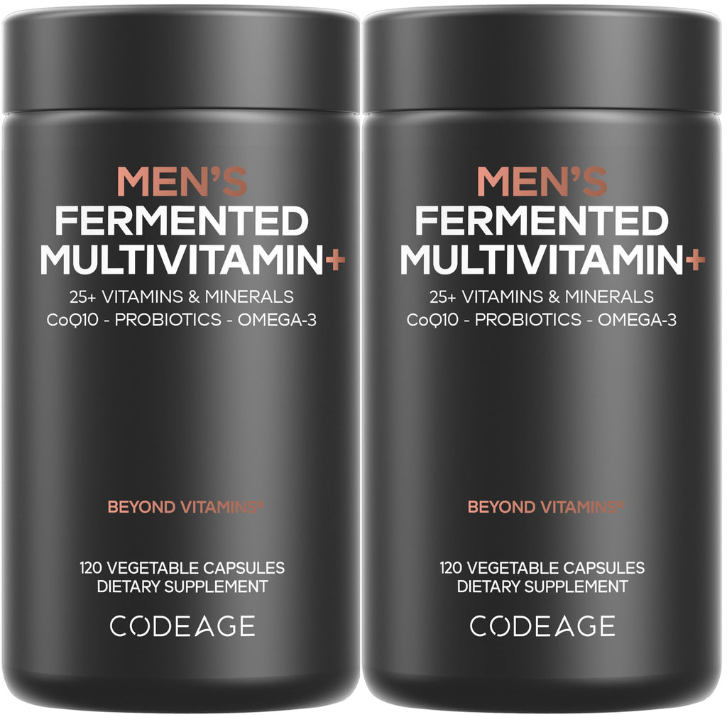 Codeage Men’s Daily Multivitamin – 25+ Vitamins & Minerals, Organic Whole Foods, Probiotics, Omega-3, Zinc | 2 Pack