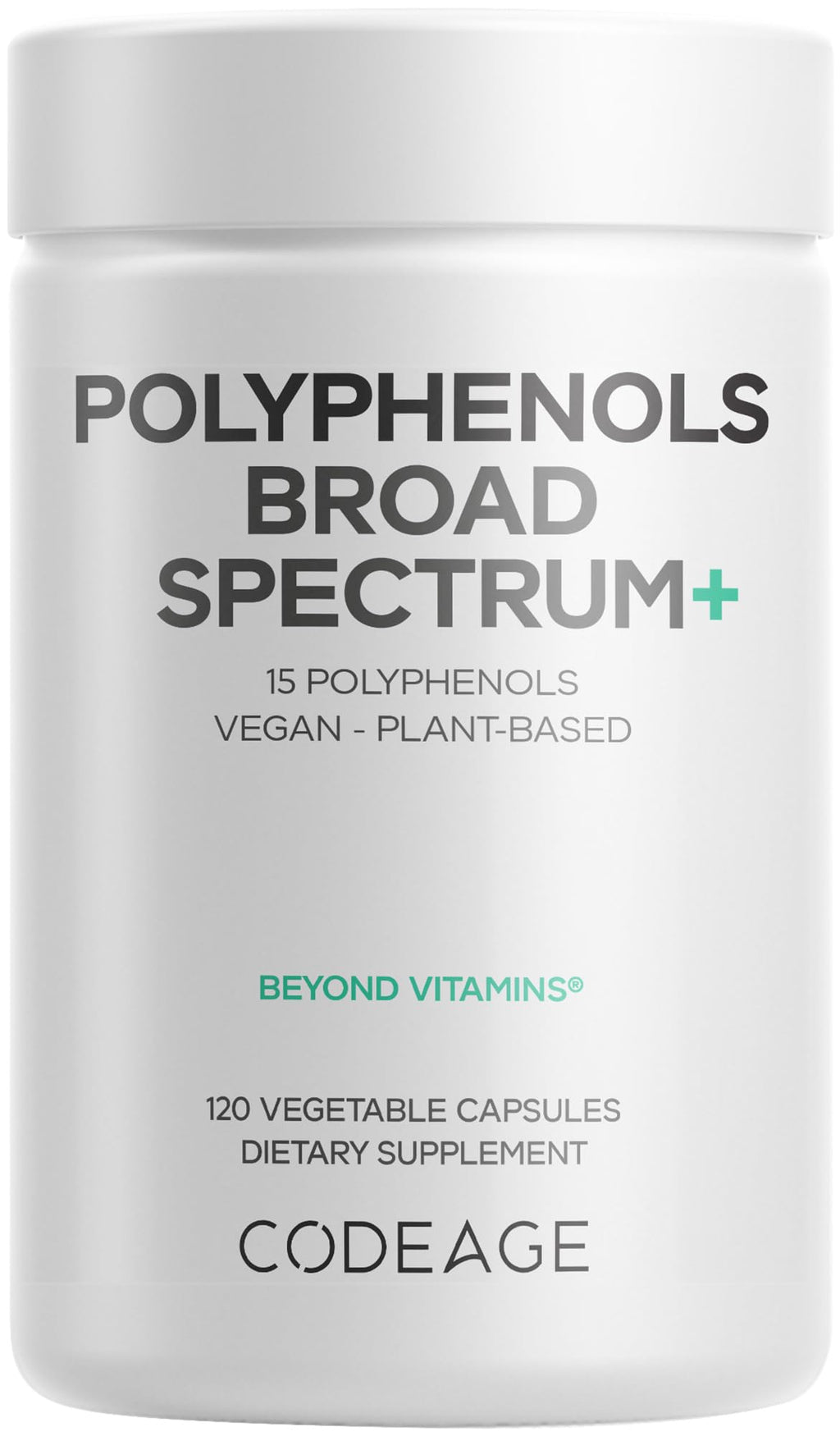Codeage Polyphenols Broad Spectrum Supplement - 120 Capsules | Non-GMO, Vegan