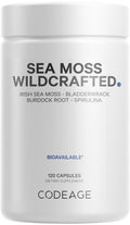 Codeage Raw Wildcrafted Irish Sea Moss + Spirulina, Bladderwrack, Burdock – 120 Capsules