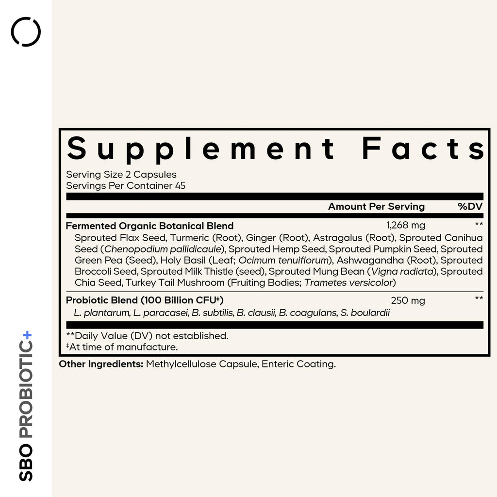 Codeage SBO Probiotics: 100 Billion CFUs, 6 Strains, Organic Fermented Botanicals, Shelf-Stable, 90 Capsules