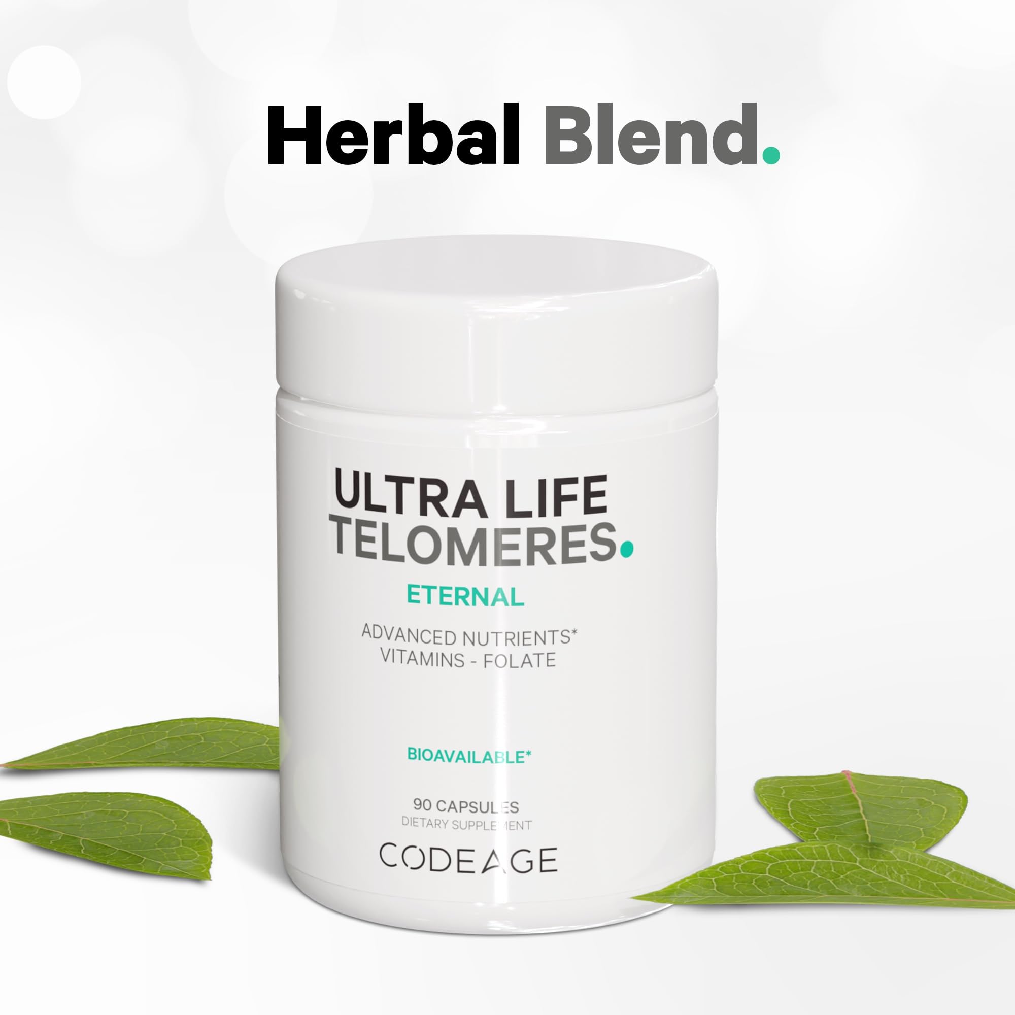 Codeage Ultra Life Telomeres Supplement – 5-MTHF Folate, B12 Methylcobalamin, D3, L-Theanine, Ashwagandha • 3-Month Supply