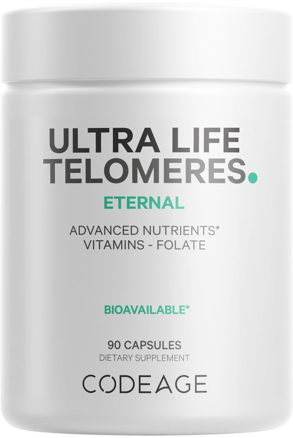Codeage Ultra Life Telomeres Supplement – 5-MTHF Folate, B12 Methylcobalamin, D3, L-Theanine, Ashwagandha • 3-Month Supply