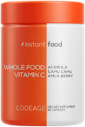 Codeage Whole Food Vitamin C Supplement — Acerola, Camu Camu, Amla & Rose Hips, 500mg, 60 Capsules