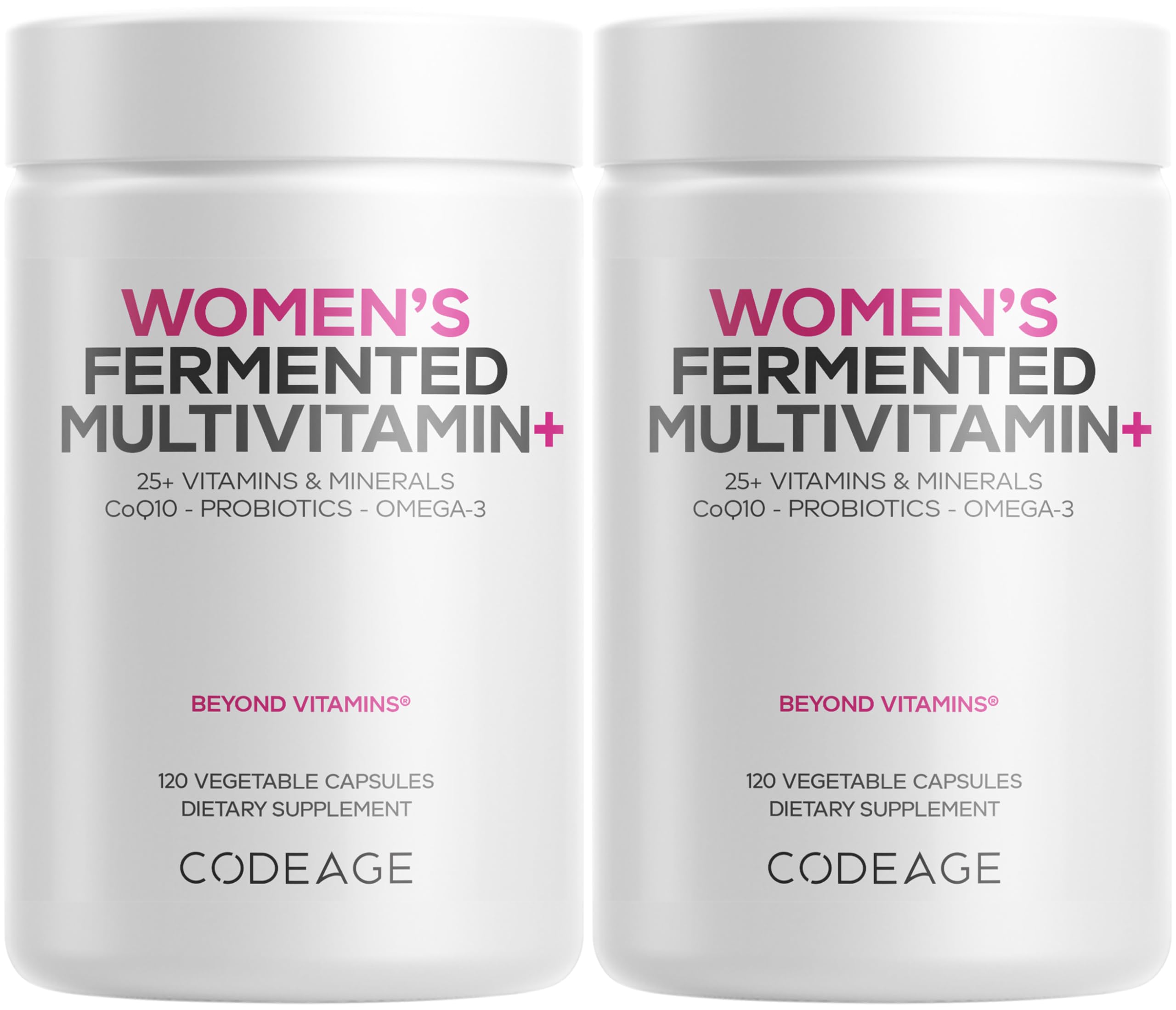 Codeage Women’s Daily Multivitamin – Fermented, Vegan, 25+ Vitamins, Probiotics (2 Pack)