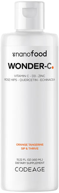 Codeage Nanofood Wonder-C Liposomal Vitamin C 1000mg – D3, E & Zinc | Rose Hips, Quercetin, Echinacea | Non-GMO, 15.22 fl oz