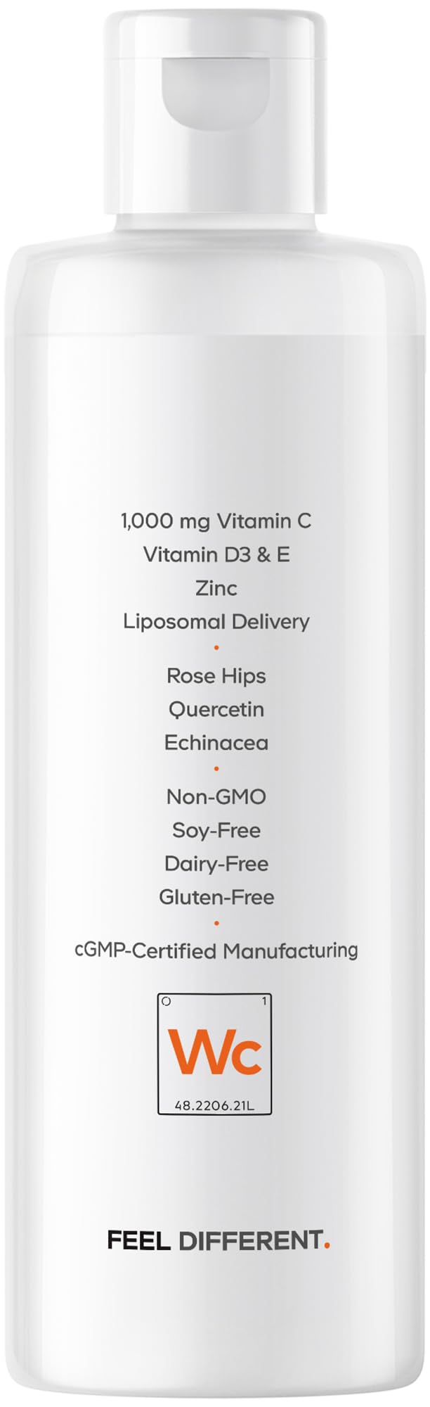 Codeage Nanofood Wonder-C Liposomal Vitamin C 1000mg – D3, E & Zinc | Rose Hips, Quercetin, Echinacea | Non-GMO, 15.22 fl oz
