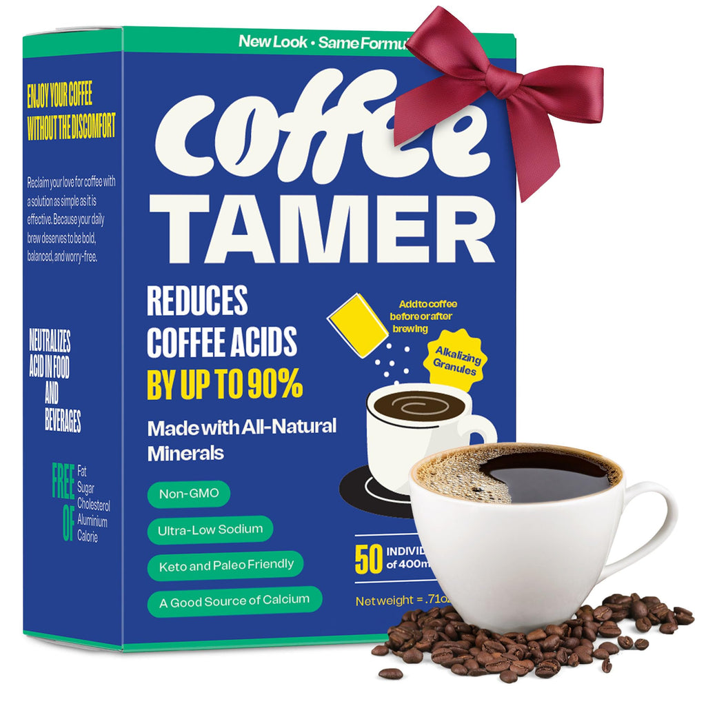 Coffee Tamer Acid Reducer – 50 Packets | Low-Acid Coffee Formula