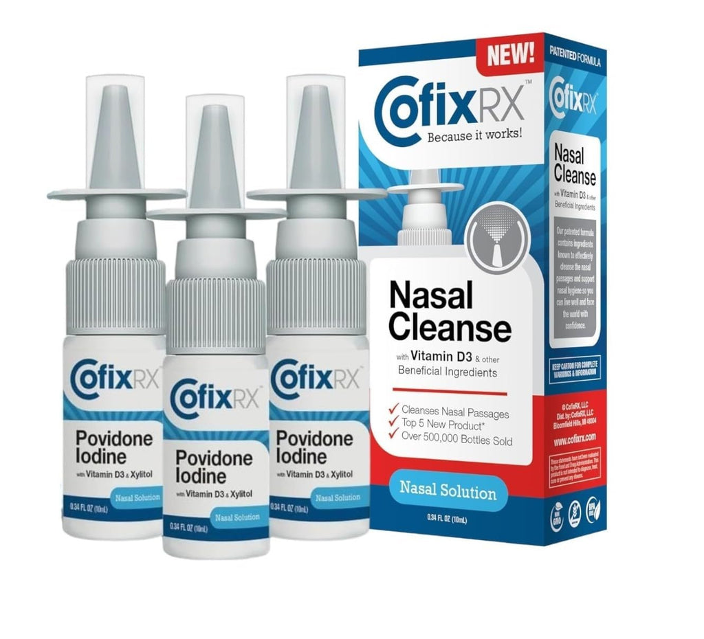 CofixRx Nasal Cleanse Spray – Povidone Iodine, Vitamin D3 & Xylitol (3 Pack)
