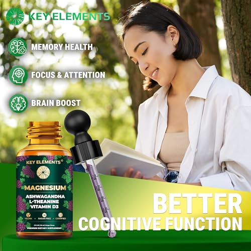 Liquid Magnesium Glycinate for Sleep with L-Theanine, Ashwagandha & Vitamin D3 | Magnesium Sleep Support